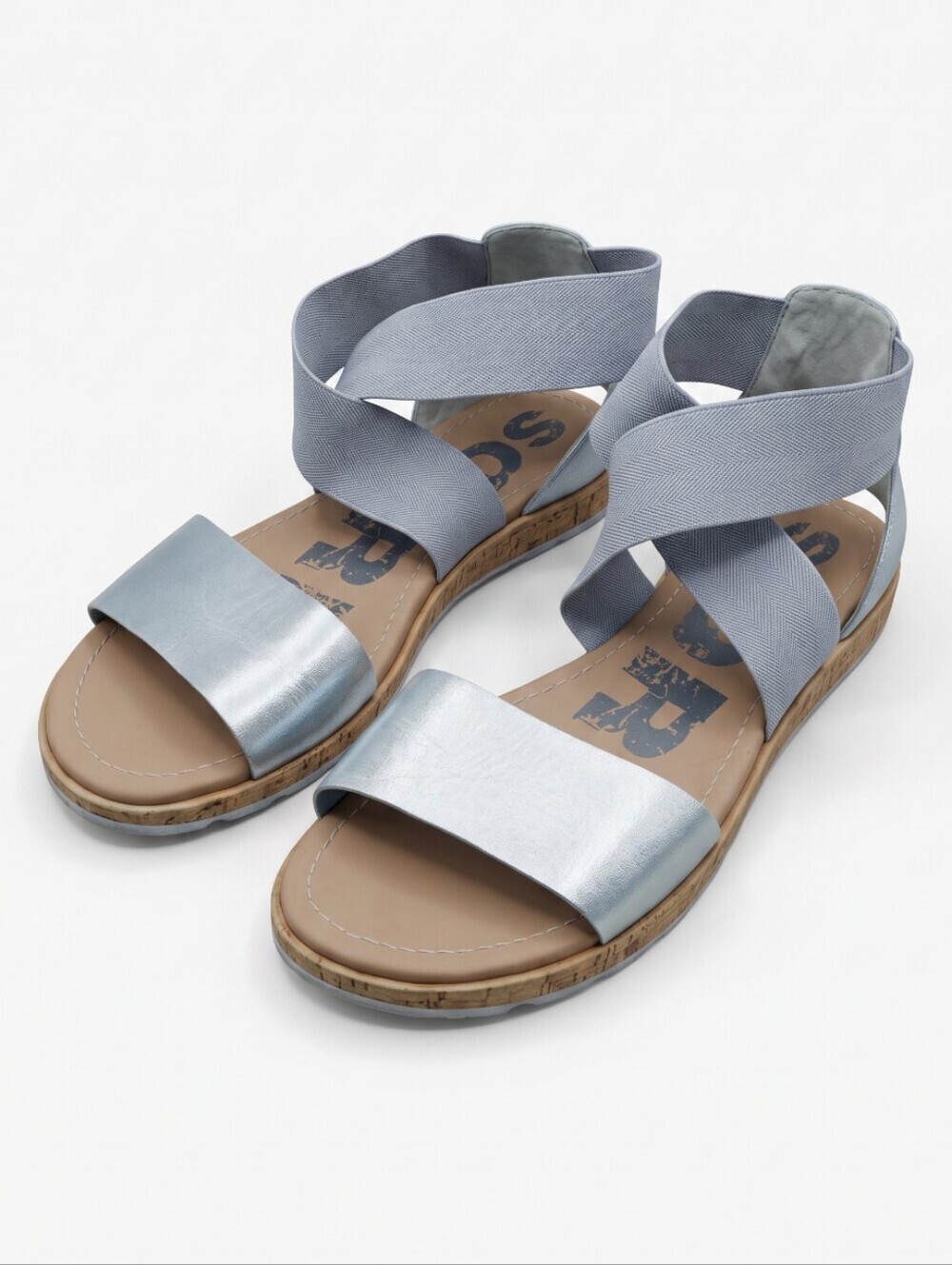 Sorel Women's Metallic Light Blue Crisscross Strap Sandals
